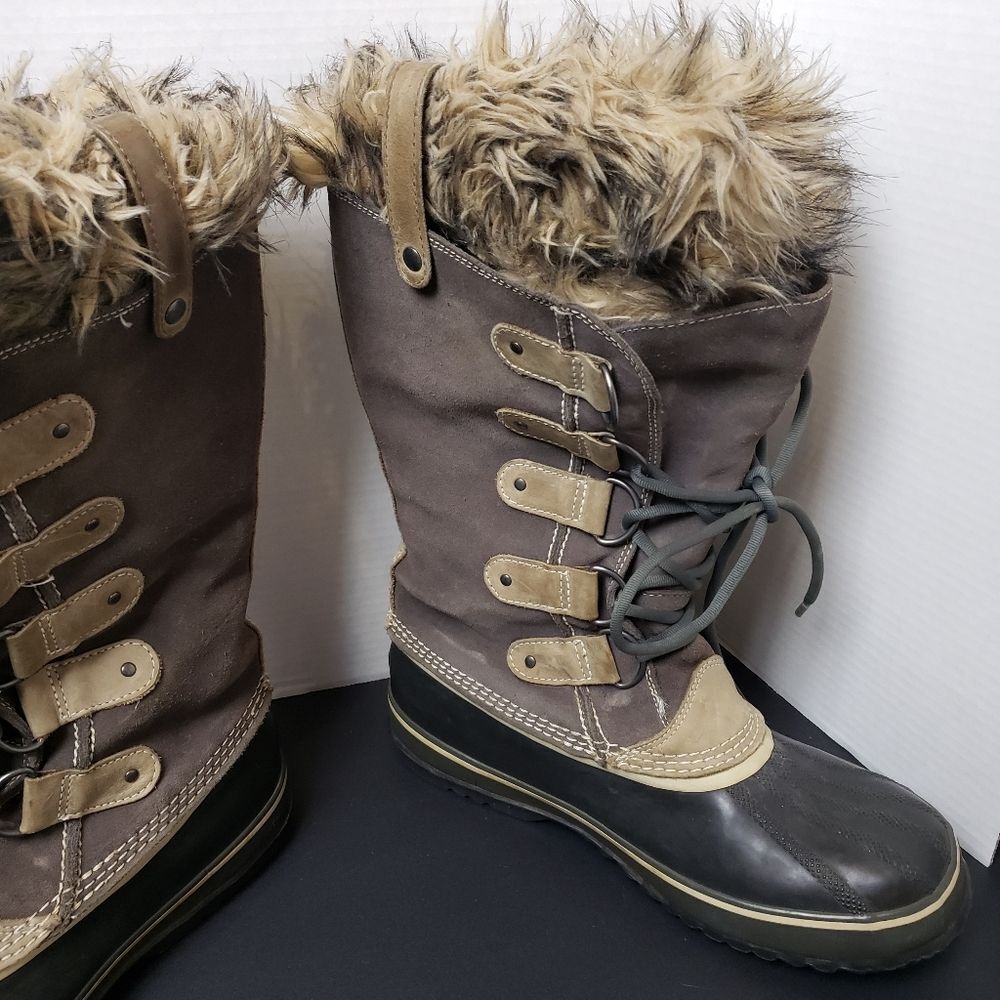 Sorel Brown and Tan Faux-Fur Winter Rain Boots - Picture 12 of 16